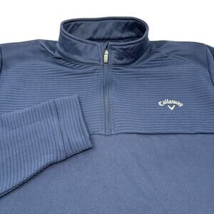 Callaway Mens 2Xl Navy‎ Blue 1/4 Zip Ribbed Long Sleeve Pullover Sweater